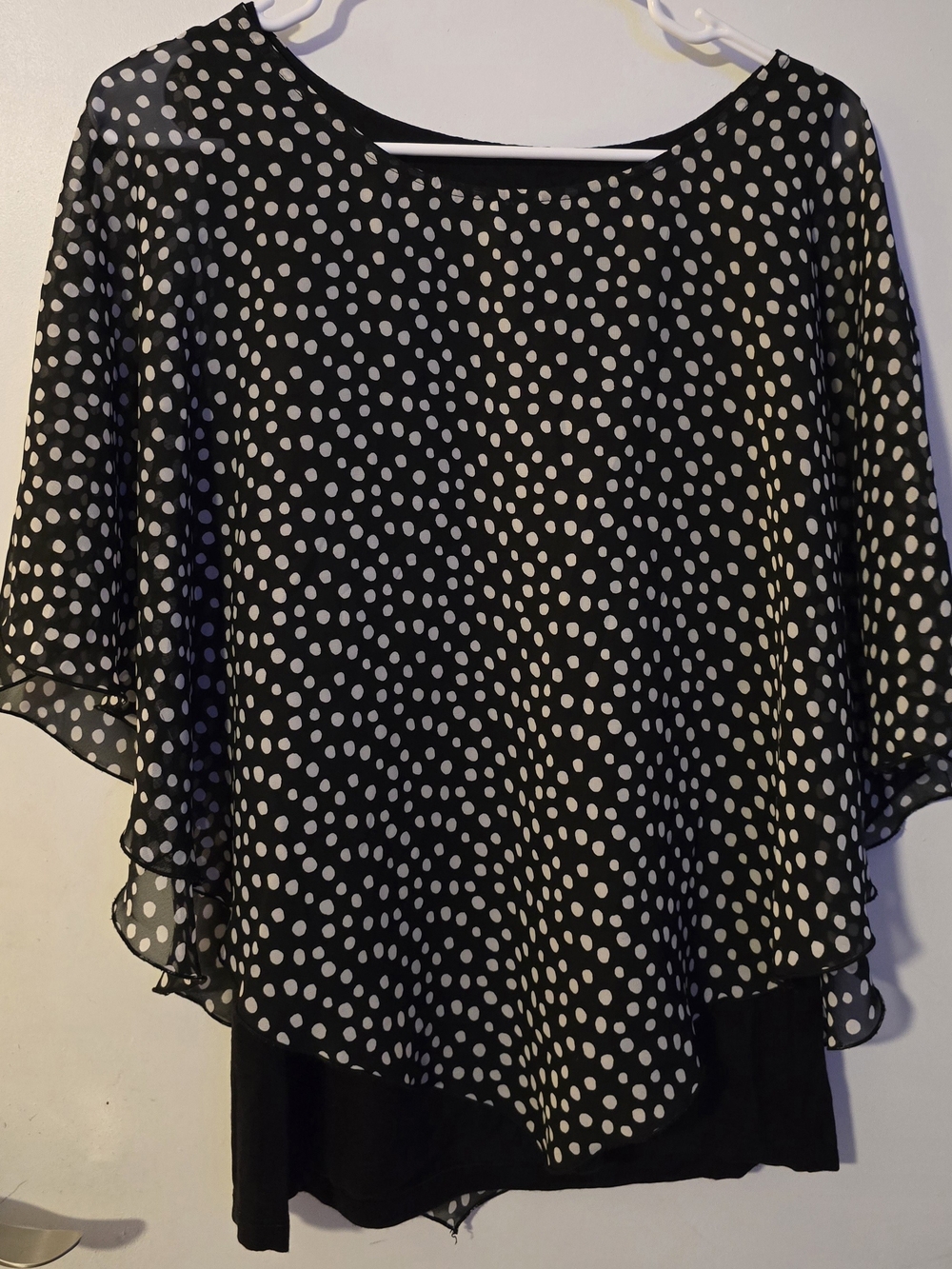 AB Studio Black Polka Dot Layered Blouse